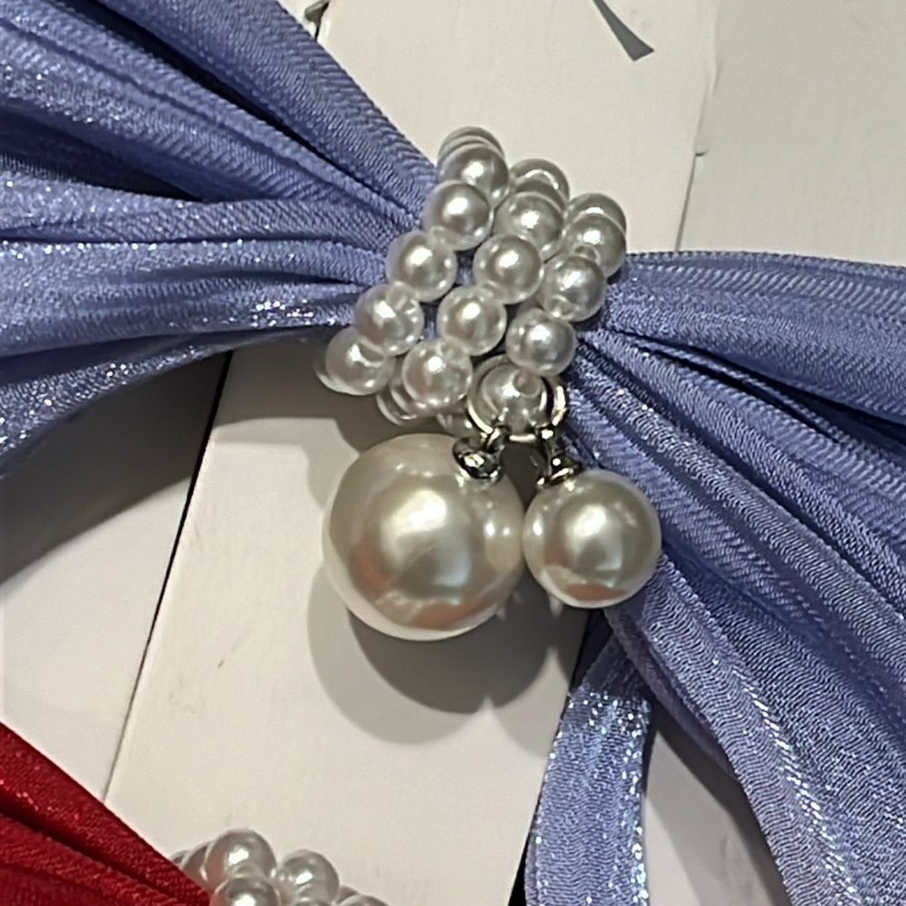 Elegant Sheer Pearl Bow Hair Clip Set of 3 – Lavender, Cranberry & Black | New - Picture 5 of 9